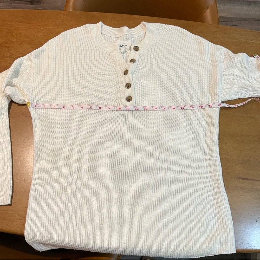 Aerie Long Sleeve Ivory White Knitted Half Button Up Pullover Sweater size XS - Picture 10 of 11